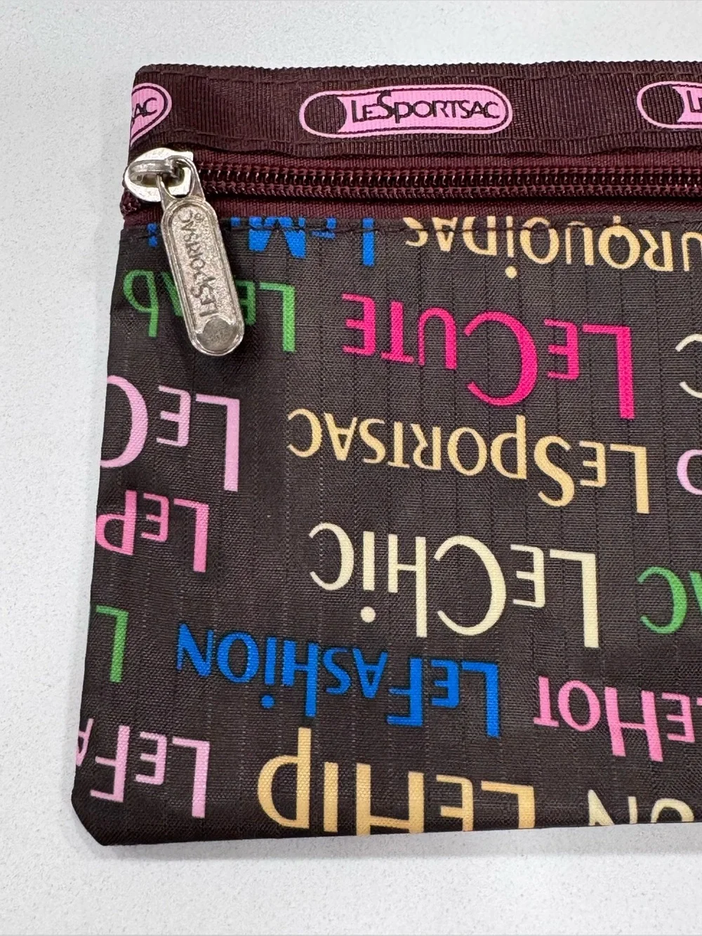 Vintage LeSportsac USA Zip Pouch Cosmetic Bag Logo Print